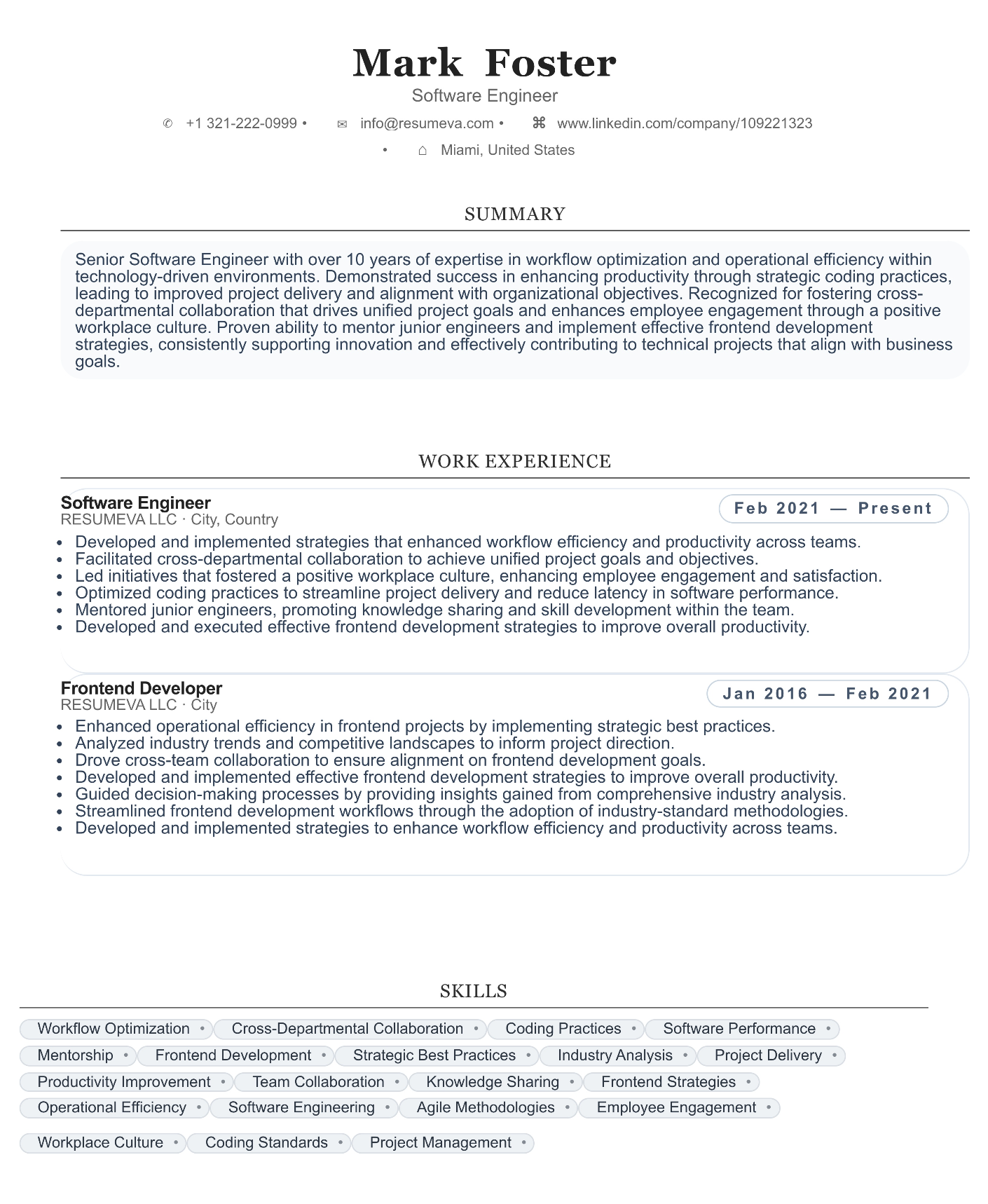 Personal Assistant resume template preview