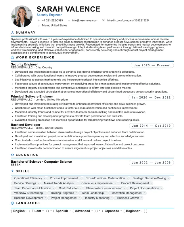 2. Product Manager resume template preview