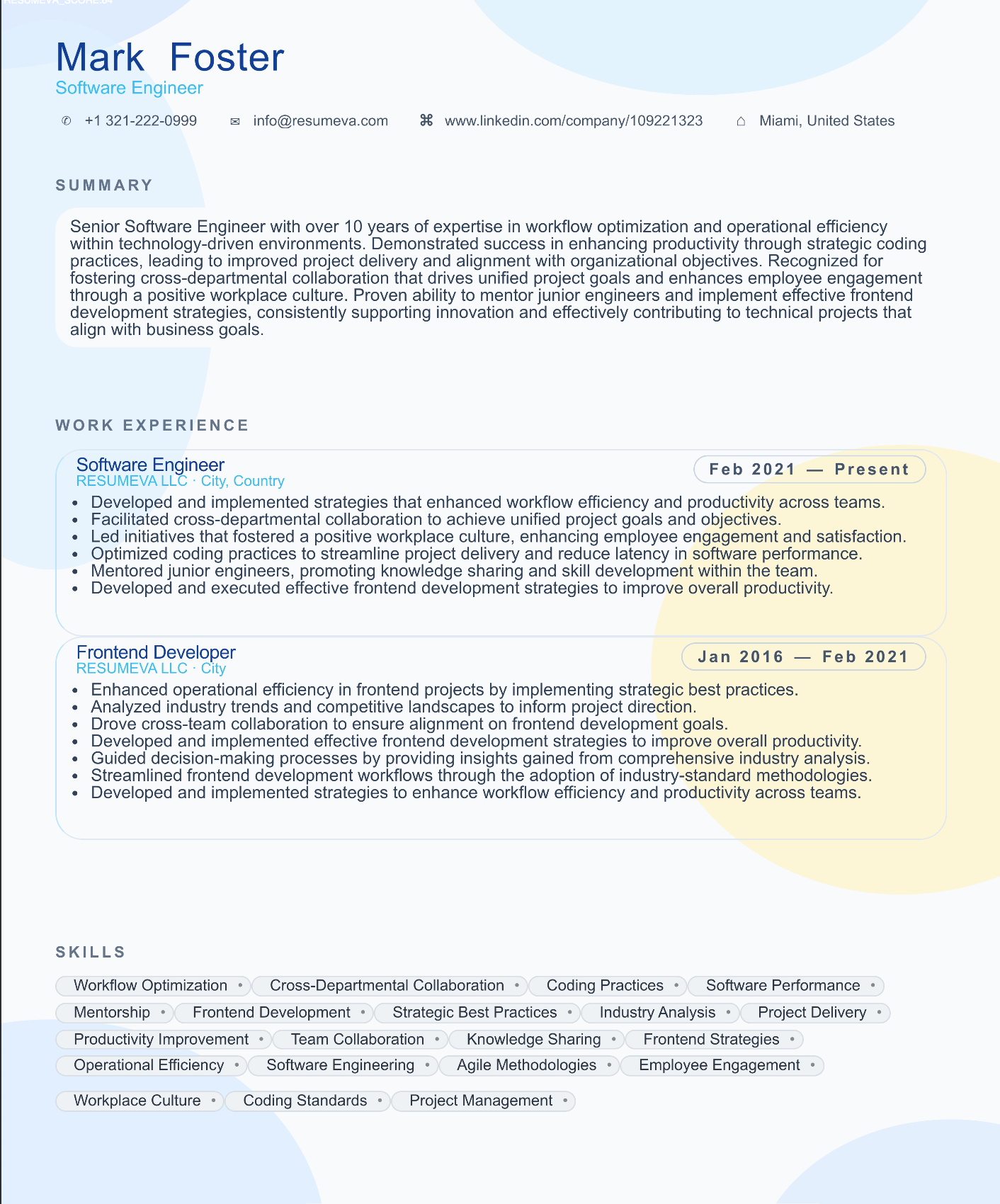 Project Manager resume template preview