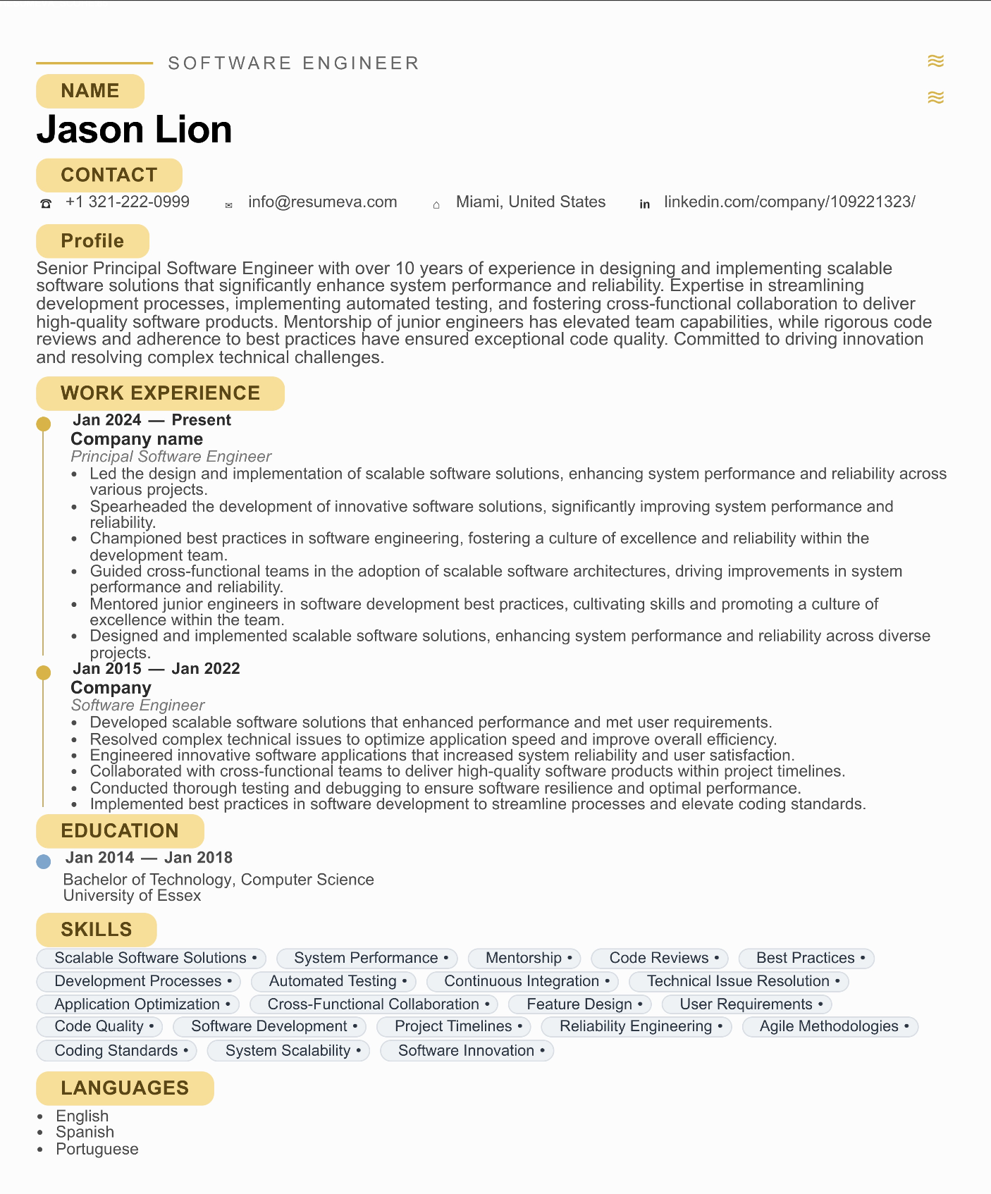 4. Sales Representative resume template preview