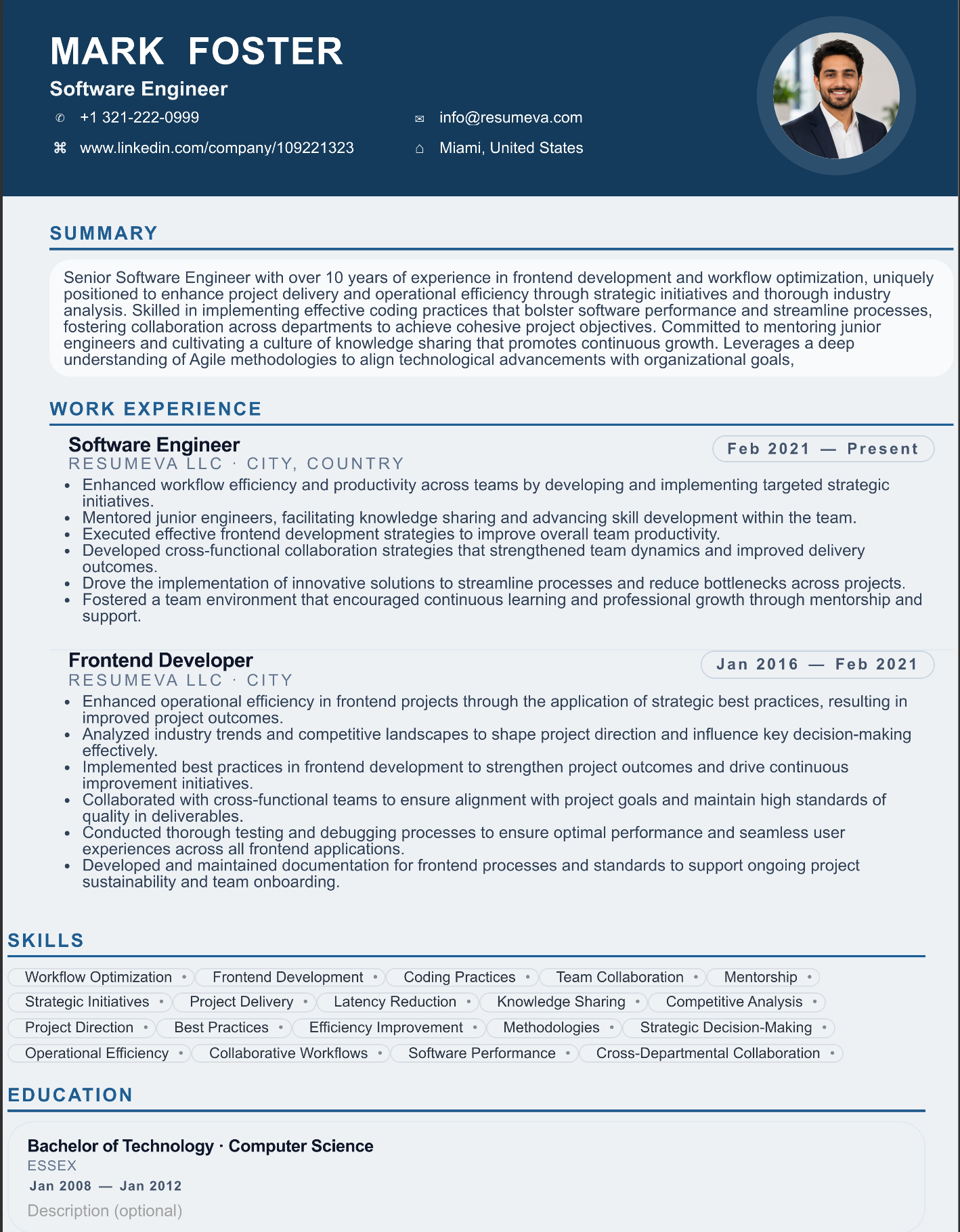 Senior Business Development resume template preview