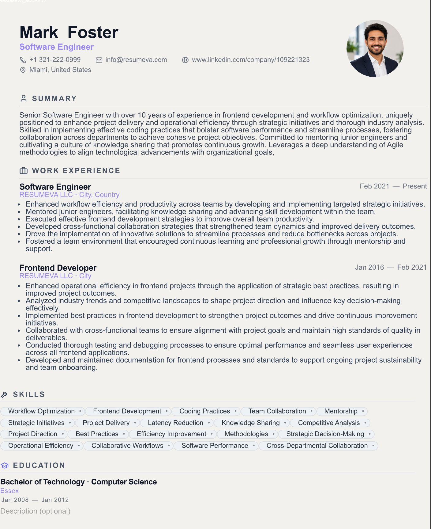 Team Leadership resume template preview
