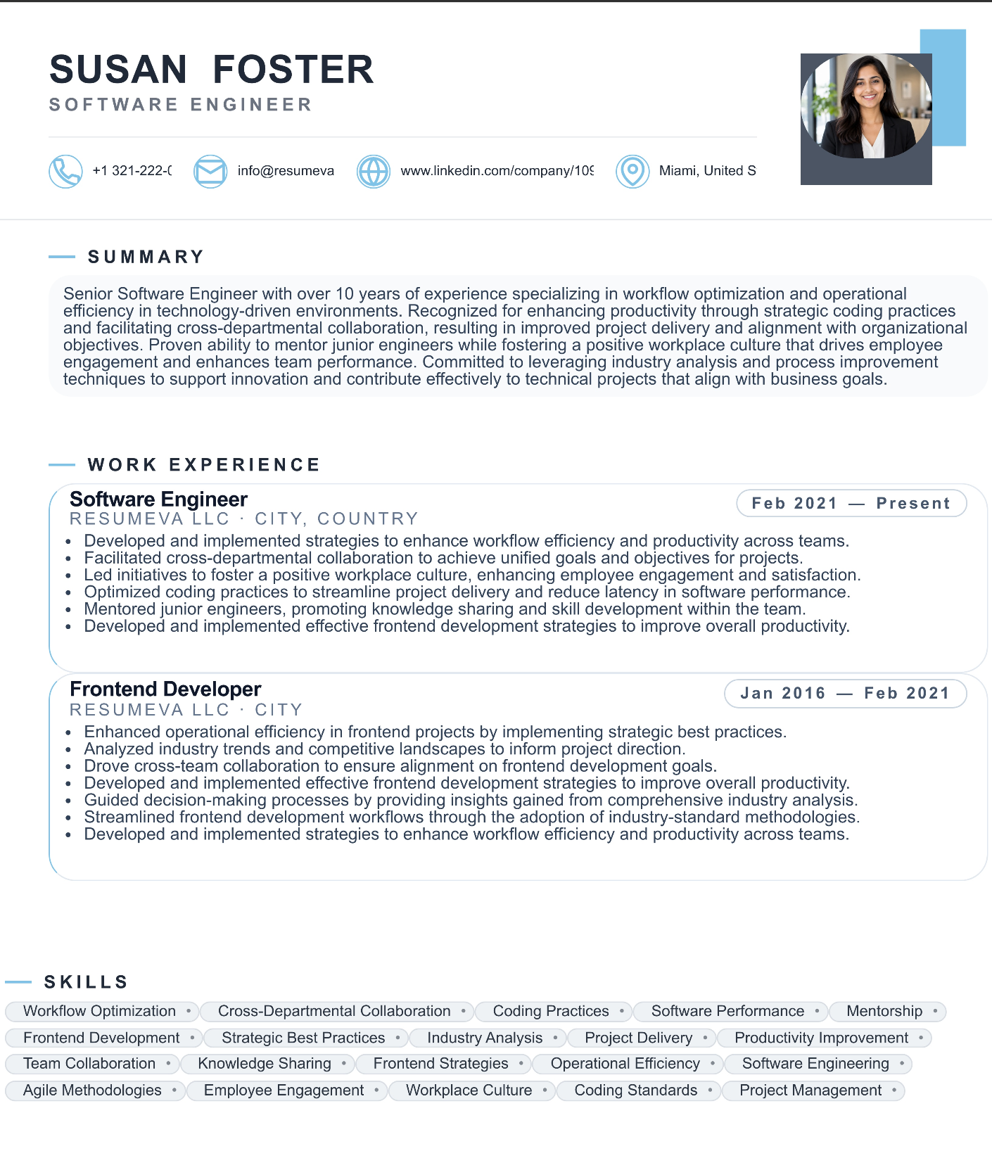 Web UX Design resume template preview